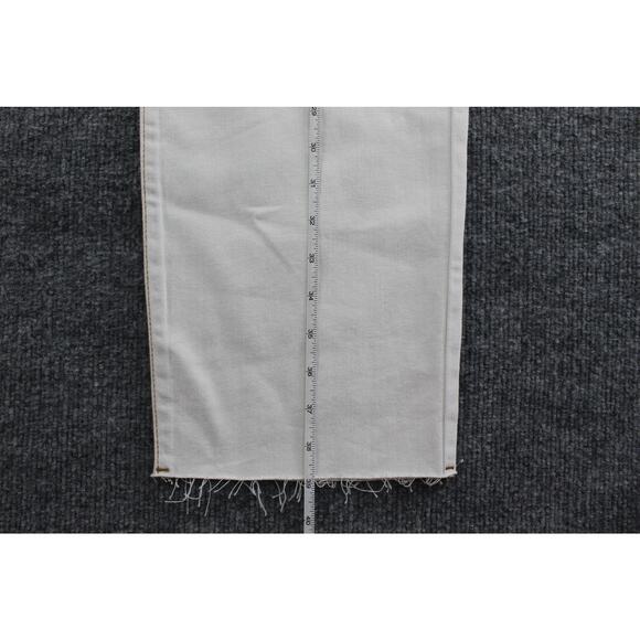 Ba&sh Jeans Womens 1 Small Straight High Rise Raw Hem White Denim Chic Casual - Picture 15 of 16
